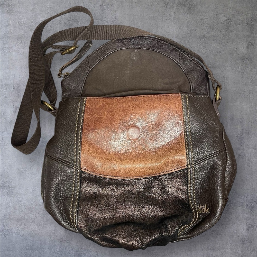 Vintage The Sak Deena Leather Fold over Flap Crossbody Bag Purse Patchwork‎ Y2K - Picture 5 of 10